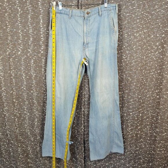 Vintage 70's Levi's Orange Tab Flare/Bootcut Light Wash Jeans Slash Pocket - Picture 2 of 13